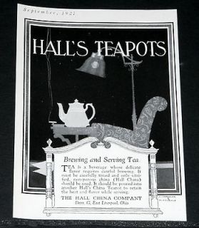 1927 OLD MAGAZINE PRINT AD, HALLS NON POROUS CHINA TEAPOTS RETAIN 