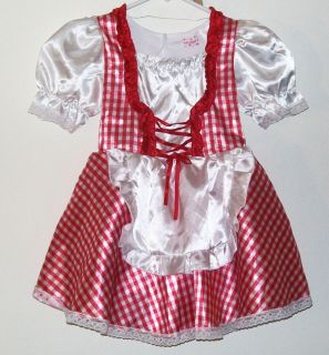   GIRLS FROLICS RED AND WHITE MAIDEN HALLOWEEN PLAY COSTUME DRESS SZ 3T