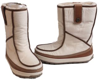 Timberland Hallam Mukluk Womens Beige Winter Weather Boots Shoes 
