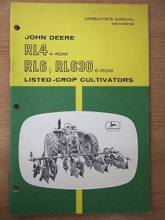 John deere RL4 RL6 RL630 cultivators operators manual vintage tractor 