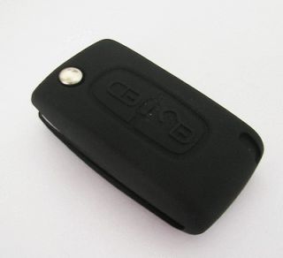 Black Peugeot 207 307 407 308 607 Flip Remote Key Shell Silicone 