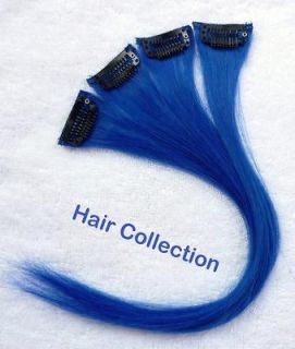 12Blue Human Hair Clip on in Extensions for Highlight