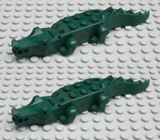 LEGO LOT 2 DARK GREEN ALLIGATOR Crocodile Gator Pirate Minifig 