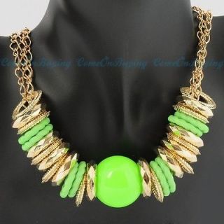   Golden Chain Circles Grass Green Ball Lady Adjustable Pendant Necklace