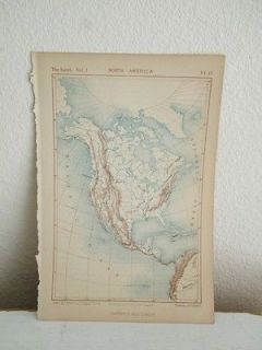 Vintage Antique North America Chapman Hall Earth Map 6750