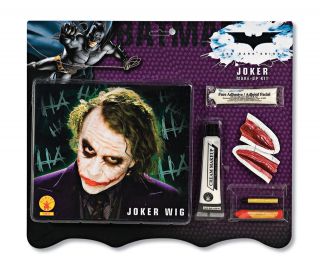 Adult Batman the Dark Knight Deluxe Green Joker Wig & Halloween Makeup 