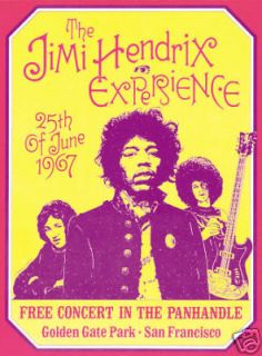 Newly listed Jimi Hendrix San Francisco FREE Concert, Poster 1967