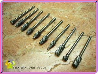 10 Tungsten Carbide Rotary Burr pointed 1/8 cutter for die grinder