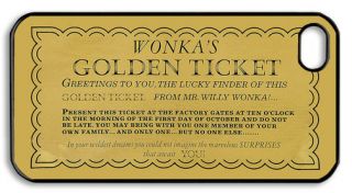 Willy Wonkas Golden Ticket ~~ Black Border Hard Case for Apple 