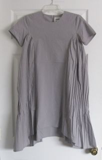 New Henrik Vibskov Short Sleeve Pleated Gray Julia Dress Size XS, S, M
