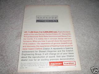 Harman Kardon Citation A Amplifier Ad from 1962, RARE