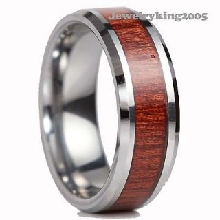 New 8MM Tungsten Carbide His Mens Ring Wedding Band w Unique CocoBolo 