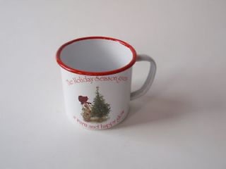 Vintage 1978 Holly Hobbie Tin Enamel Holiday Season Mug