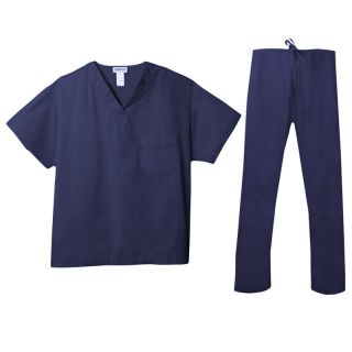 Mens Dark Blue Shirt and Draw String Pant Scrub Set XS Small Medium 