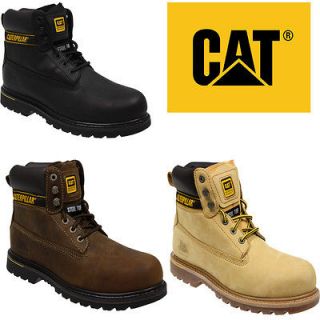 MENS CATERPILLAR CAT HOLTON STEEL TOE WORK SAFETY LEATHER SHOES BOOTS 