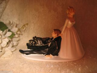 Motorcycle Biker FUNNY HUMOROUS WEDDING CAKE TOPPER