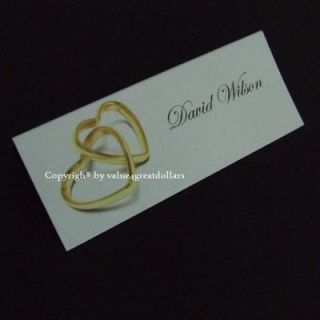   Wedding Table Number Place Card Gold Heart Shaped Rings Tent Style