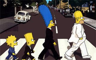 The Simpsons Beatles Abbey Road Parody FUNNY NEW T shirt