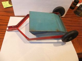 Vintage Antique Trailer Wagon Blue Red Wheels Toy Rare Diecast Steel 