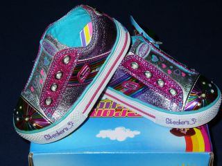 Toddlers Skechers sparkle light up purple shoes sneakers Vibrance NWT 