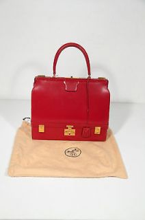 HERMES PARIS Vintage Red Leather SAC MALLETTE Travel Jewelry Case 