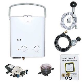   L5 Portable Tankless Water Heater with 12 volt pump & strainer