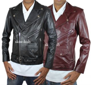 GENUINE INDIAN BUTTERSOFT SHEEP NAPPA LEATHER MENS CLASSIC BIKER 