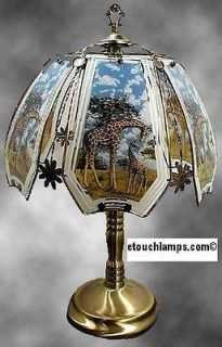 giraffe touch lamp with antique brass base 