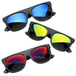 Matte Black Frame Mirrored Lens Super Flat Top Sunglasses 4620