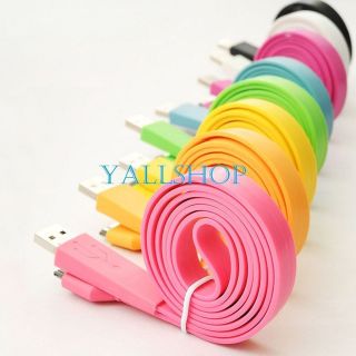 Color Flat Noodle USB Data Sync Charging Cable 1m 2m for iPhone 4S 4 i 