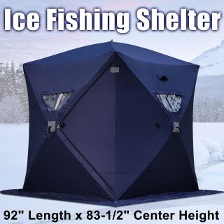 Dark Blue Portable Ice Fishing Shelter 2 3 4 Man Person Fish Shanty 