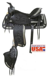 Parade of Diamonds Black Leather Western Saddle, NEW!!!!