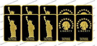 5x ★ STATUE OF LIBERTY ★ INDIAN ★ 24k .999 FINE GOLD CLAD 