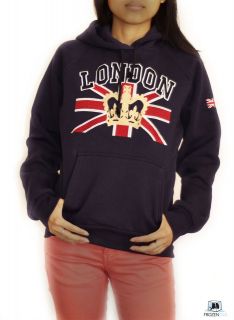 Union Jack Hoodie  Sweatshirt  London & Royal Crown  Fully 