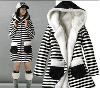   Womens Zebra Hoodies Zipper Long Sleeve Fluffy Sweater Coat Jacket mjs