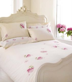 Cream & Pink Hydrangea Bedding or Pink Sheet or Valance