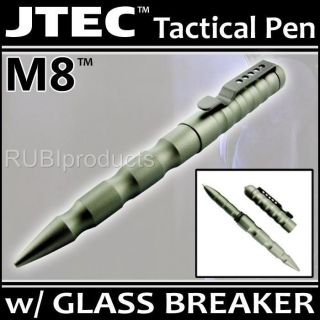 JTEC Aluminum TACTICAL PEN Matte Titanium w/ GLASS BREAK Self 