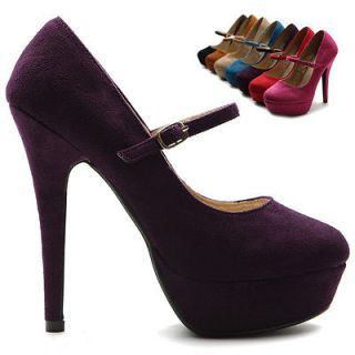   Pumps Platform Fuax Suede Mary Jane High Heels Multi Colored Shoes
