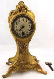   antique Imperial Russian gild bronze Art Nouveau mantel clock 19th C