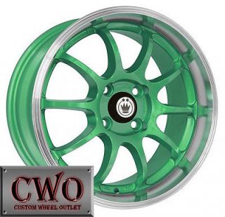 15 Green Konig Lightning Wheels Rims 4x100 4 Lug Civic Mini Cobalt XB 