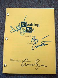 Breaking Bad TV show cast signed script Cranston +2