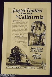 1925 Print Ad Southern Pacific Lines Ladies Lounge Club Car Train in 