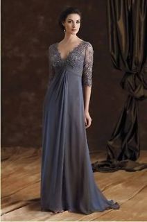 NEW V NECK Mother of the bride dress prom party dress floor length 