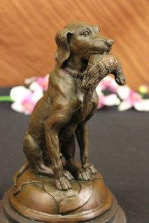 Moigniez Labrador Hunting dog Duck Bronze Figure Art Deco Animal 