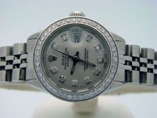 LADIES ROLEX STAINLESS STEEL DATEJUST DATE WATCH SILVER DIAMOND DIAL 