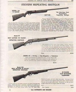 1952 SAVAGE AD STEVENS MODEL 124 59 & 258 SHOTGUNS