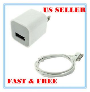New AC WALL CHARGER+USB SYNC DATA CABLE FOR IPHONE 4 4G