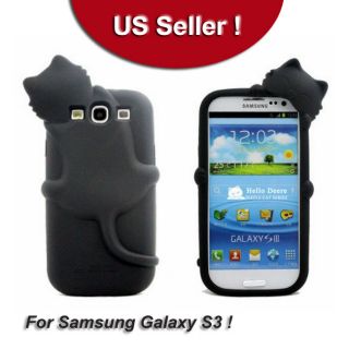 Hello Deere 3D Cat Silicon Back Cover Case Black/White Samsung Galaxy 