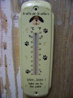 Metal Dog Lovers Small 7 Thermometer Indoor /Outdoor Deck