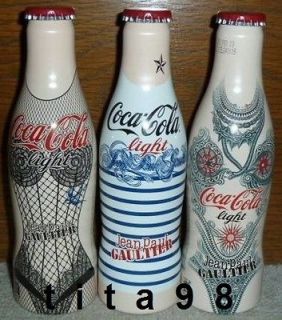 rare COCA COLA Coke light JEAN PAUL GAULTIER JPG 3 alu bottle SET 